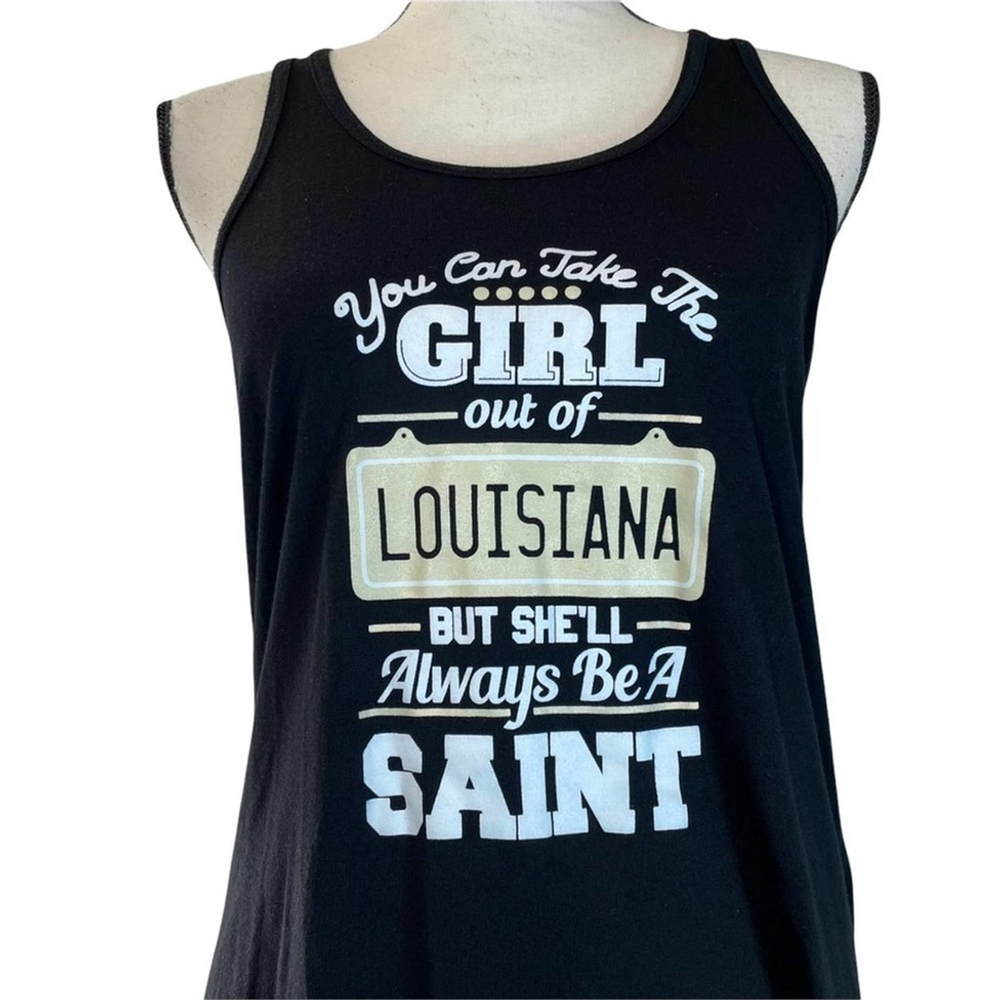 Saints Black Gold Racerback Tank Top Louisiana Medium - Picture 2 of 5